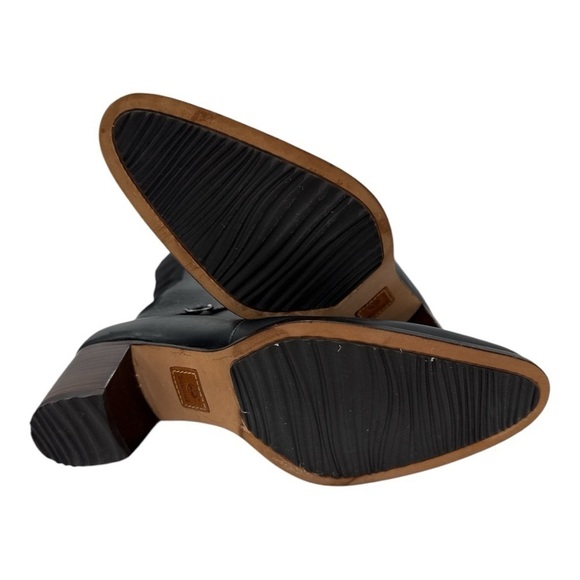 TIMBERLAND “TASA” Blk/Brn Zip LEATHER BOOTS Flex Comfort 2” Heel size 8 - Picture 6 of 10